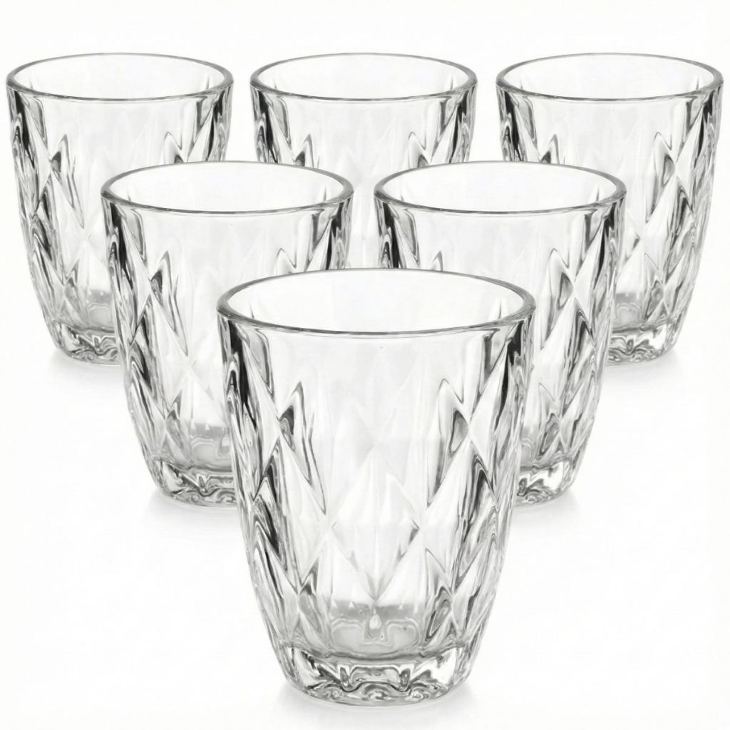 Copo de Vidro 6 Unidades 300ml Grosso Diamante Elegante Água Suco Refrigerante Resistente em Oferta na Shopee