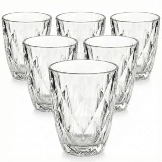 Copo de Vidro 6 Unidades 300ml Grosso Diamante Elegante Água Suco Refrigerante Resistente em Oferta na Shopee