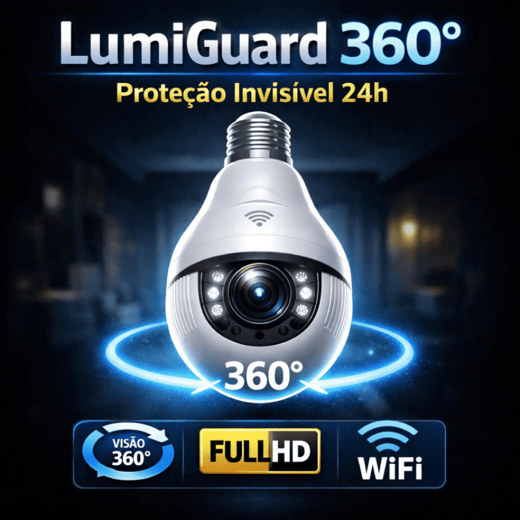 Câmera de Segurança Vigilância Wi-Fi 360° Visão Notur FullHD