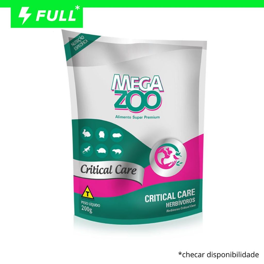 Critical Care Herbivoros Megazoo 200g Coelhos, Chinchilas, Porquinhos-da-Índia nutricao completa