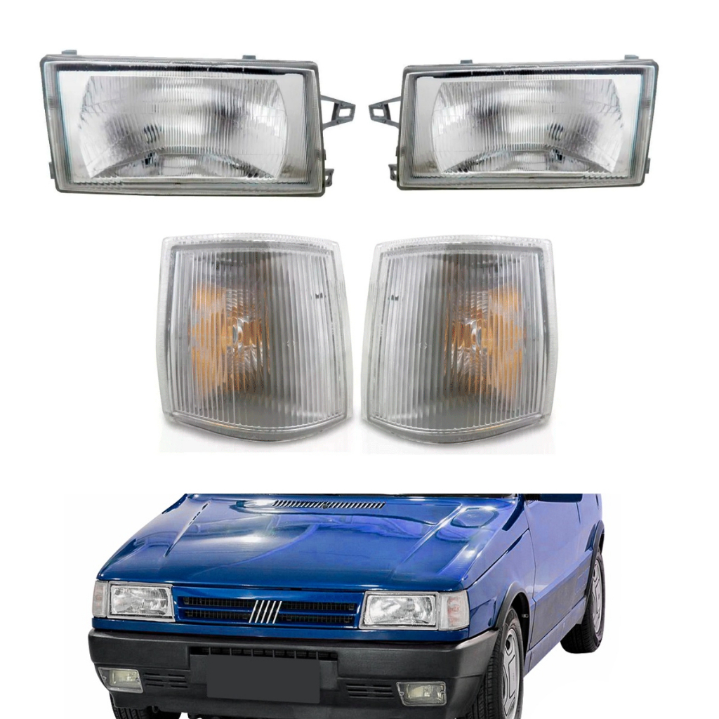 Par Farol VIDRO + Pisca Uno 91 A 96 97 98 99 2000 A 2003 Kit