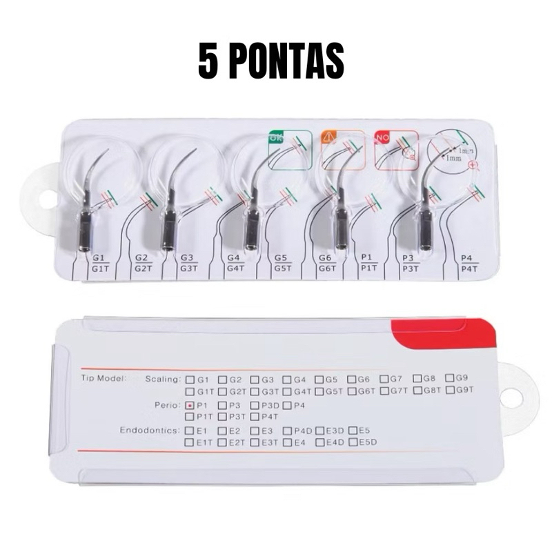 Kit 5 Pontas G1 Ultrassom 5 unidades rosca externa em Oferta na Shopee