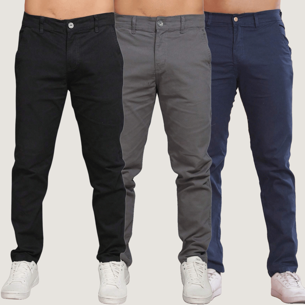 Kit 3 Calça Sarja Masculina Calca Masculino C/lycra Elastano