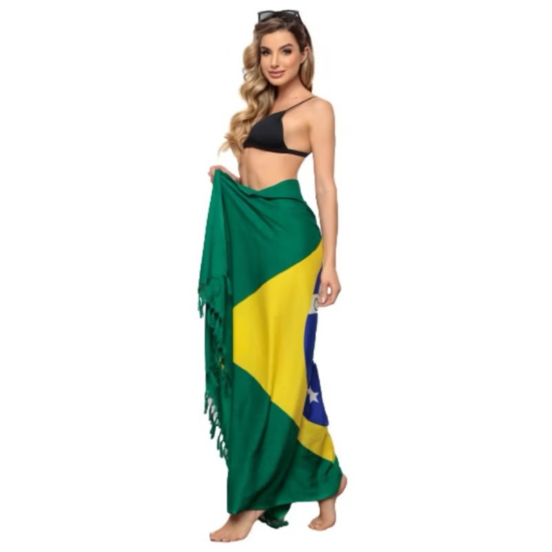 Canga de Praia Bandeira do Brasil  2026 em Oferta na Shopee