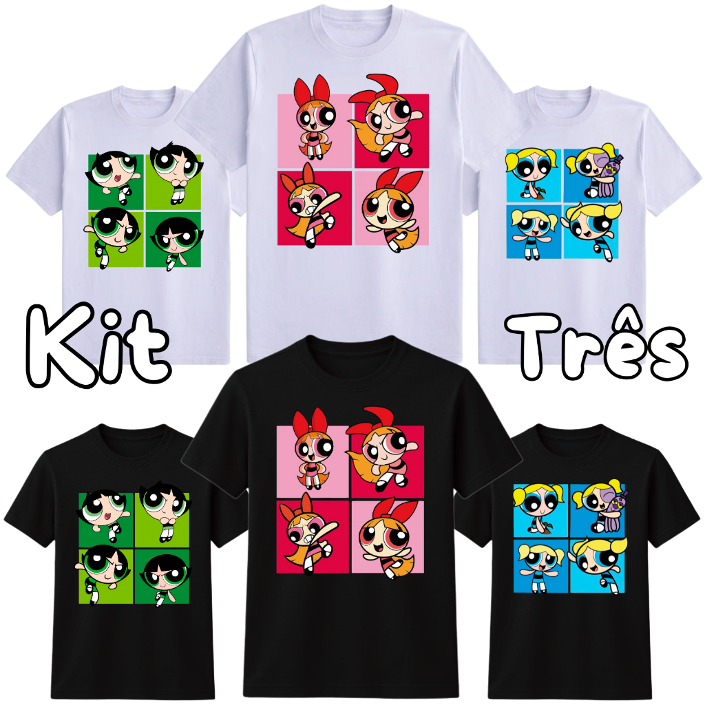 Camiseta Camisa Blusa Meninas Super Poderosas Florzinha Lindinha Docinho Estampada Infantil Algodão