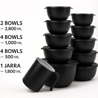 Kit 11 Peças com Jarra Bolw Pote Plastico redondo 2 kit bowl + jarra em Oferta na Shopee