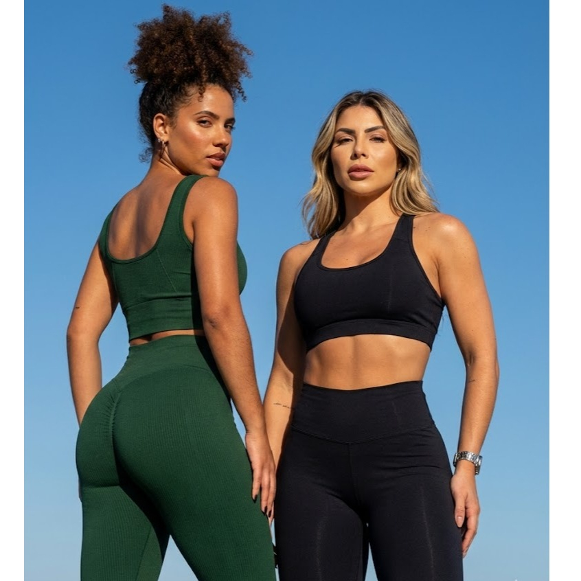 Kit 2 Leggings Empina Bumbum Cintura Alta Suplex Zero Transparência