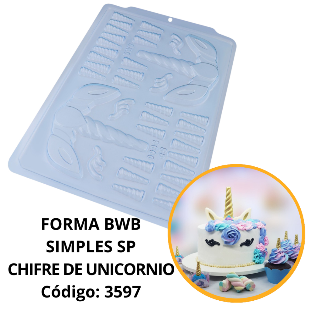 1~5 FORMA BWB SIMPLES SP, ALTO RENDIMENTO DOCES FINOS CHOCOLATE CÓD.:3597 - SP 9660 CHIFRE DE UNICÓRNIO OFF/// em Oferta na Shopee