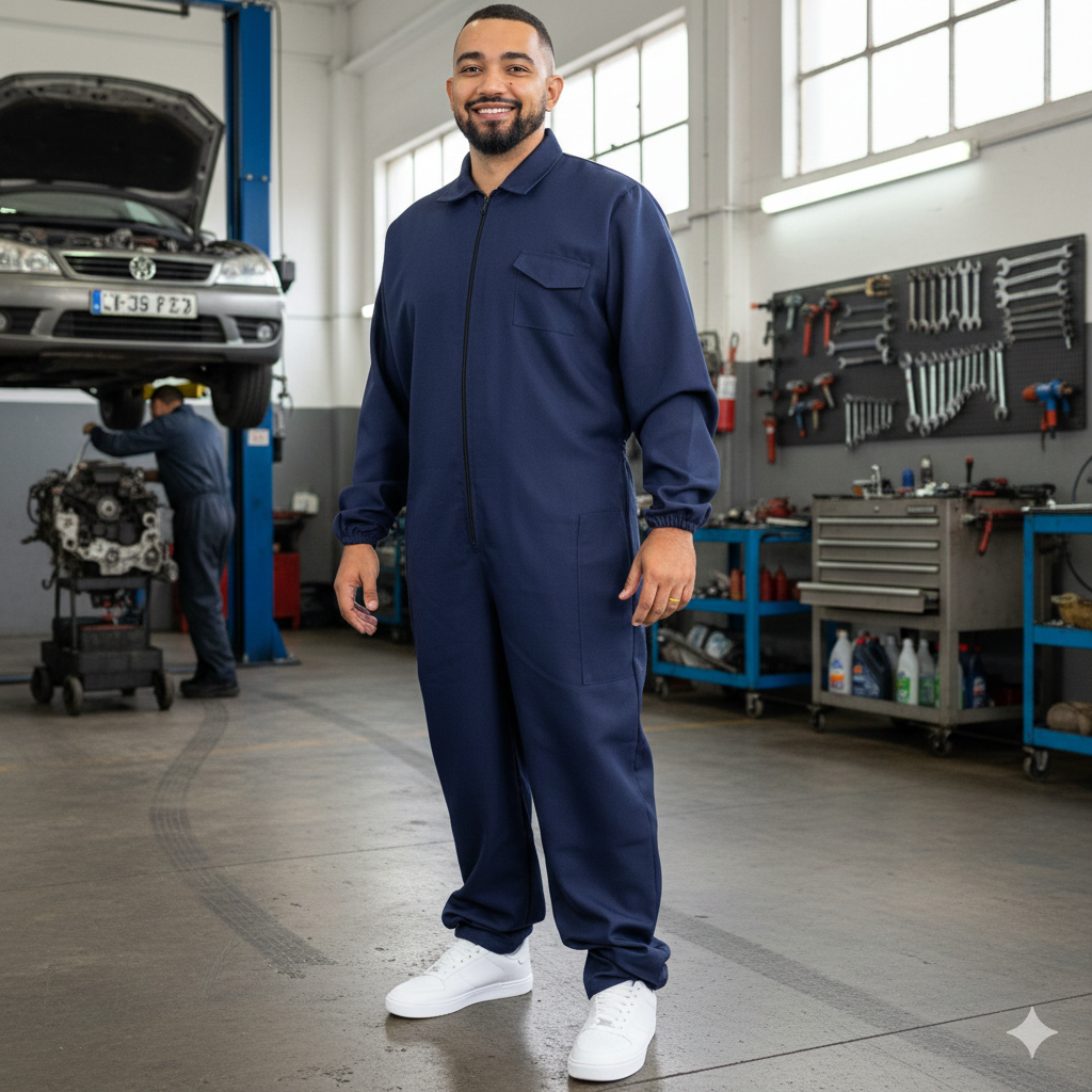 Macacão Oxford Unissex – Uniforme de Trabalho Profissional para Mecânico em Oferta na Shopee