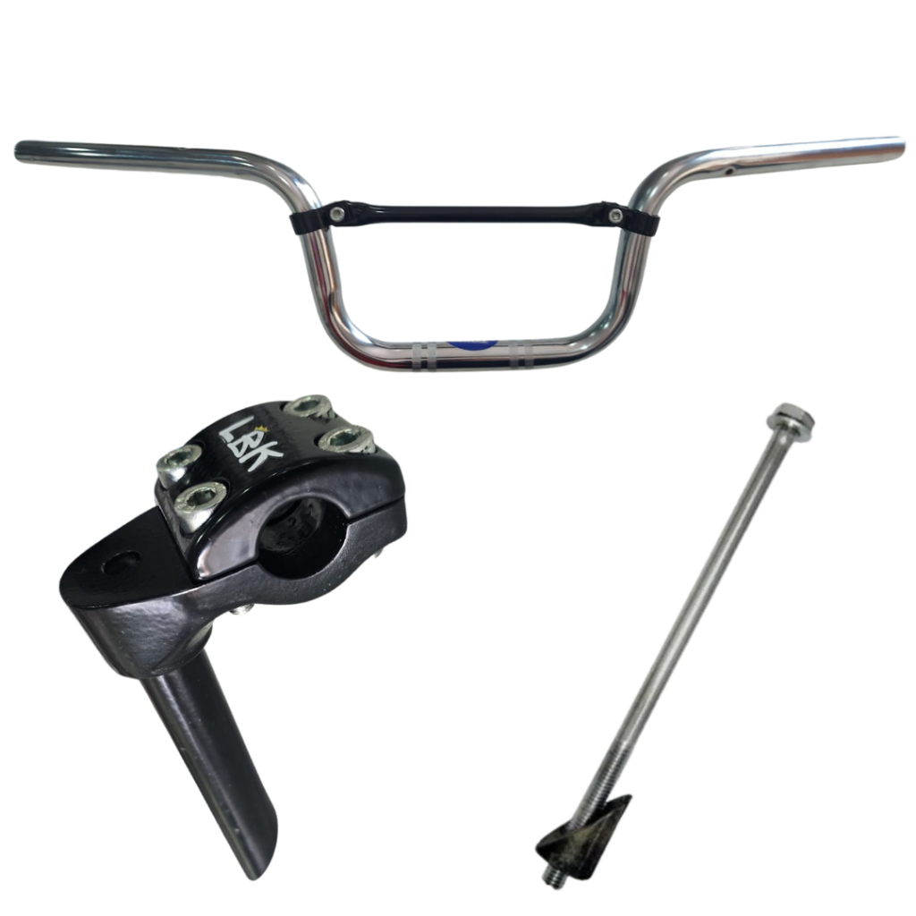 Kit Guidão Moto 160 Com Travessa + Mesa Suporte Lbk + Agulha Expander Bicicleta aro 20 aro 24 aro 26 Montadinha