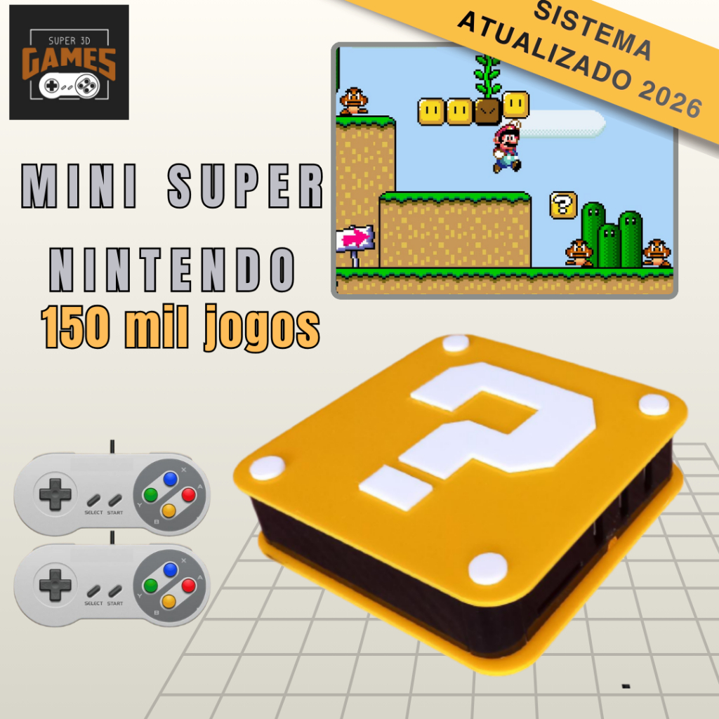 Super Game Classicos Console Retro 150 mil Jogos Modelo Bloco Super Mario - Super 3D