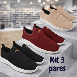 Kit 3 Pares Tênis Calce Fácil Adulto Feminino Unissex em Oferta na Shopee