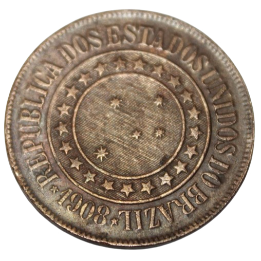 Moeda 40 Réis De Bronze Do Ano De 1908