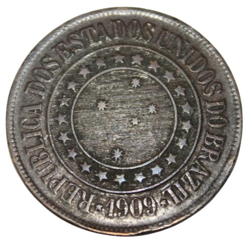 Moeda 40 Réis De Bronze Do Ano De 1909