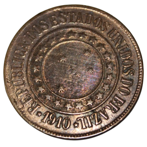 Moeda 40 Réis De Bronze Do Ano De 1910