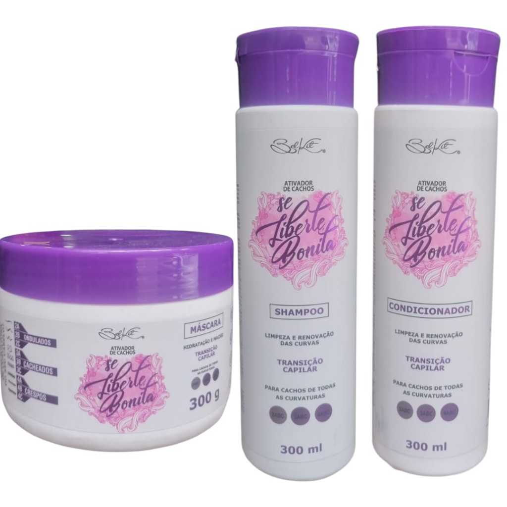 Kit Ativador de Cachos Se Liberte Bonita Shampoo Condicionador Máscara Transição Capilar