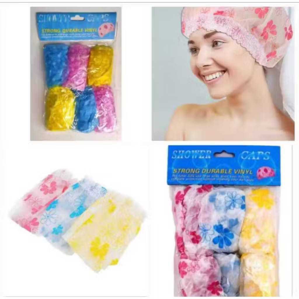 Kit 12 Toucas de Banho Transparente com Bolinhas – Reutilizável, Proteção para Cabelo, Impermeável