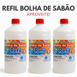 Refil Bolha de Sabão 1L Brasilflex – Líquido Infantil Atóxico | 1UND 2UND 3UND 4UND em Oferta na Shopee