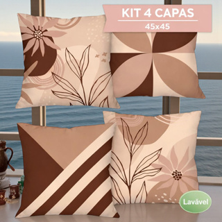 Kit 4 Capas de Almofada Decorativas 45x45 cm Exclusiva – Terra e Flores em Oferta na Shopee