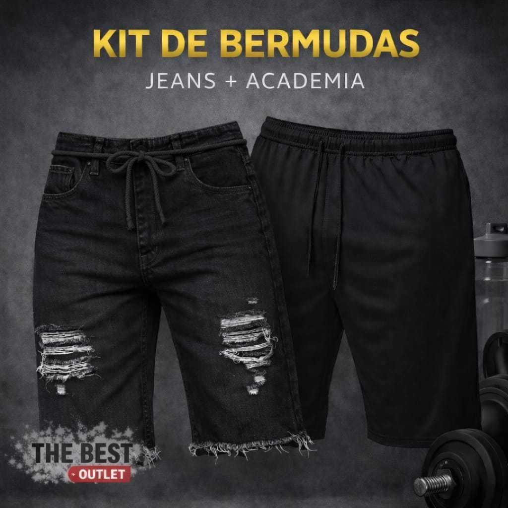 Kit Bermuda Masculina Jeans + Academia Envio em 24h Oferta