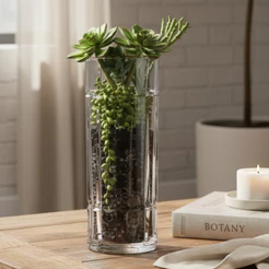 Vaso Vidro Cristal Firenze Decorativo Arranjo Flores Casa Sala 30cm Ruvolo
