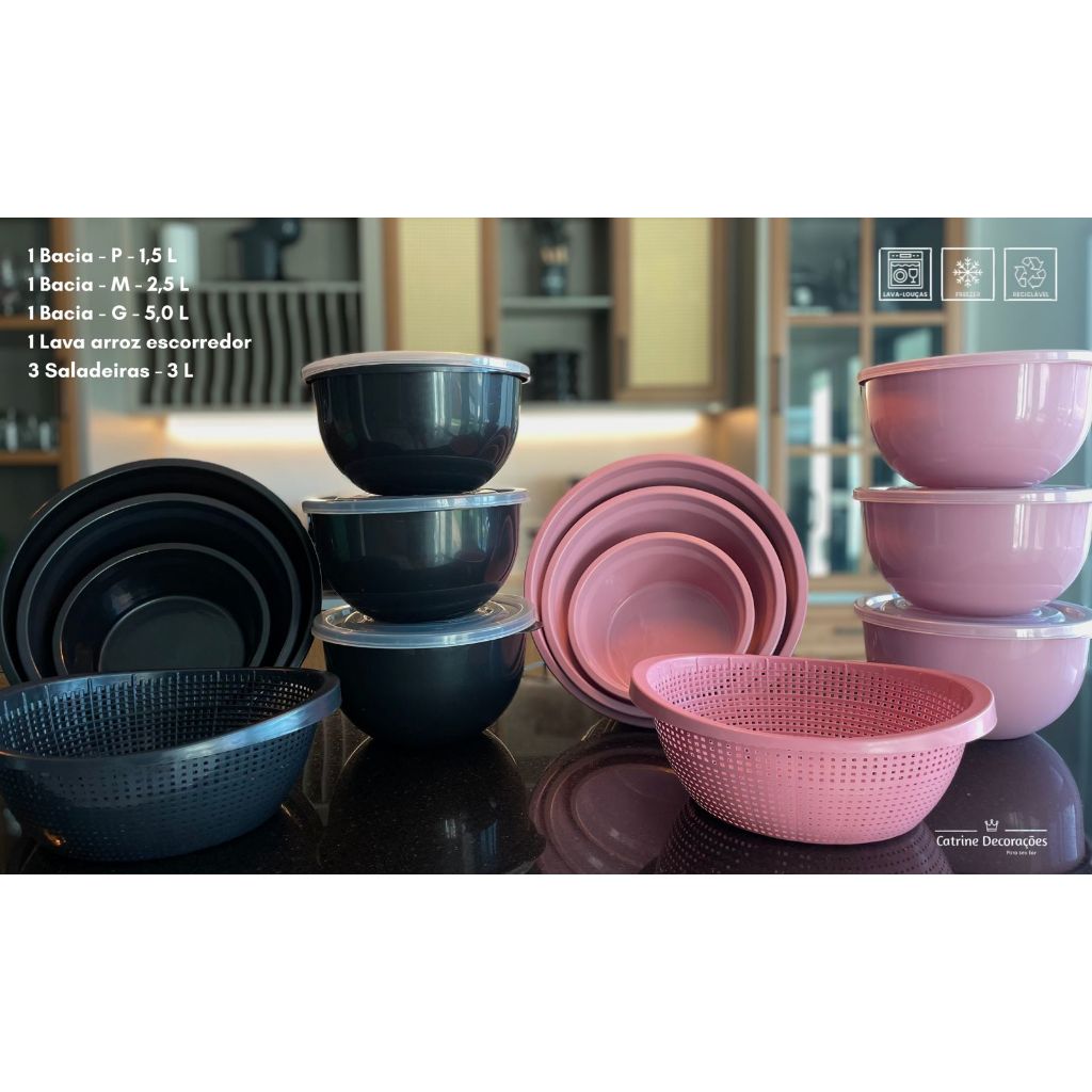 KIT BACIA PMG LAVA ARROZ E SALADEIRA