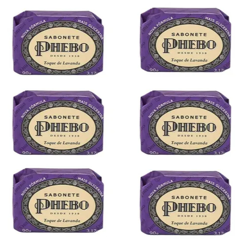 Kit 6 Sabonetes Phebo Toque De Lavanda Em Barra 90g em Oferta na Shopee