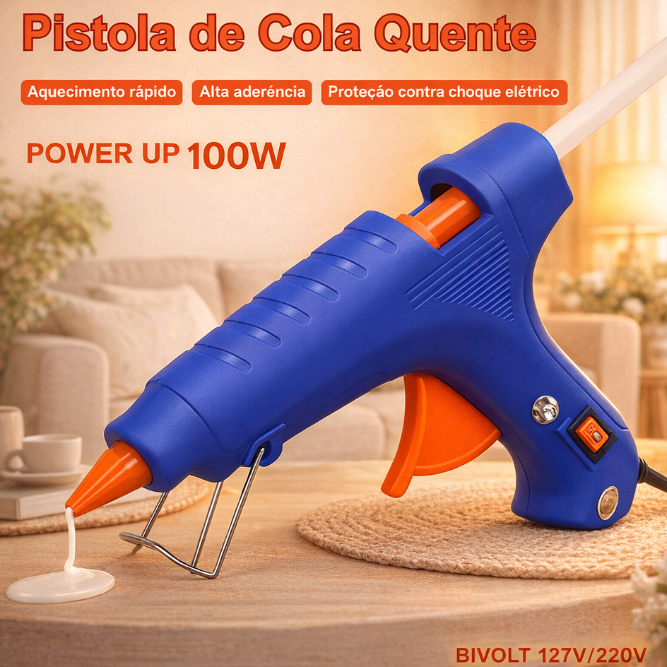 Pistola de Cola Quente Profissional 100W Bivolt – Aquecimento Rápido, Multiuso DIY Bivolt 110-220V em Oferta na Shopee