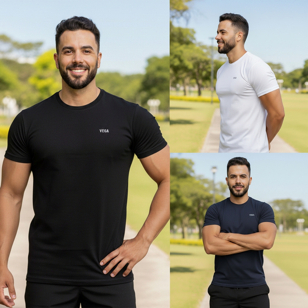 Camiseta Masculina Poliamida Vega Dry Fit Malha Fria Toque Gelado Academia Treino