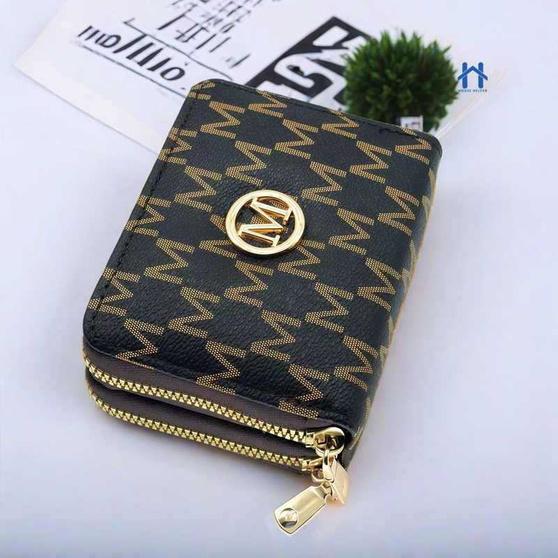 Carteira Feminina Dupla de Couro Pequena com Porta Cartões e Fecho em Zíper Compacta e Leve em Oferta na Shopee