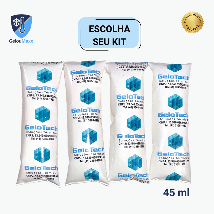 KIT GELO EM GEL FLEXÍVEL REUTILIZÁVEL 45 ML -  GELOTECH SACHÊ ORIGINAL - PARA COOLERS, CAIXA TERMICA em Oferta na Shopee