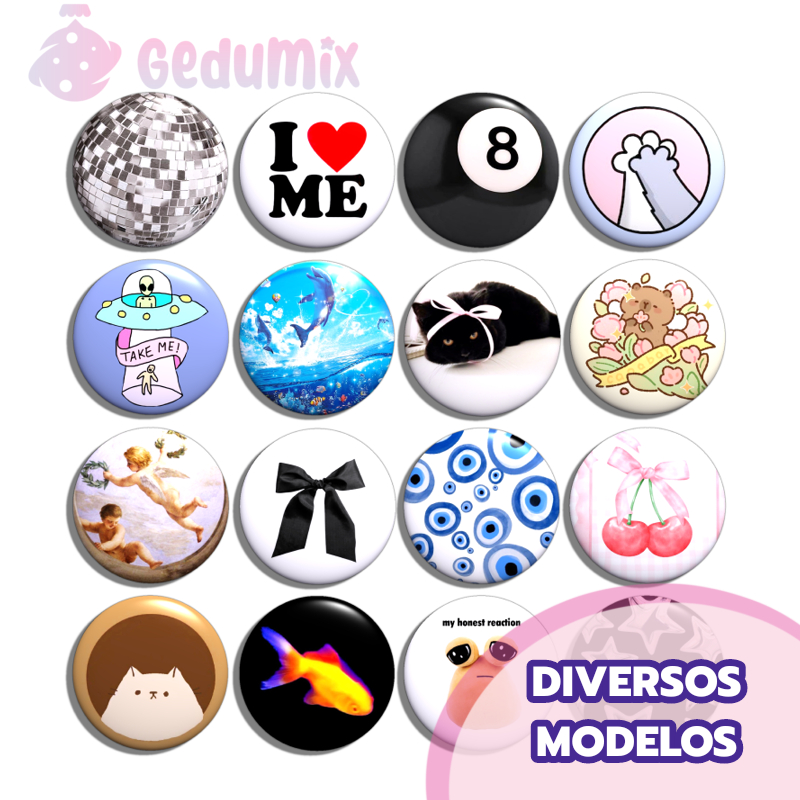 KITs Bottons Broches Aesthetic I Love ME Dino Red 70's Capivara Coquette Lovely Morangos BADDIE Soft Kitty Olho Grego em Oferta na Shopee