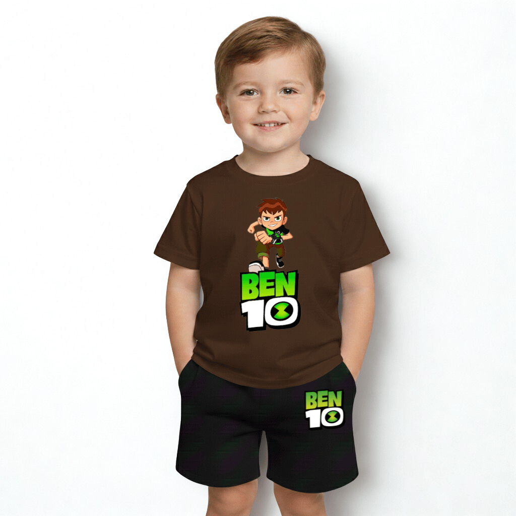 Conjunto Meninos Infantil Camiseta+Bermuda Moletinho Estampa Ben 10