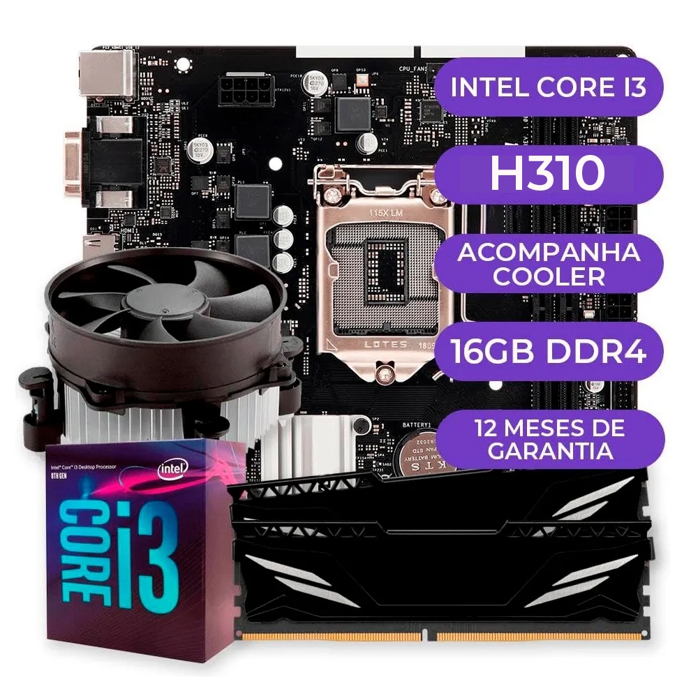 Kit Upgrade Gamer Intel Core i3-8100, COOLER, PLACA MAE, 8GB DDR4 em Oferta na Shopee