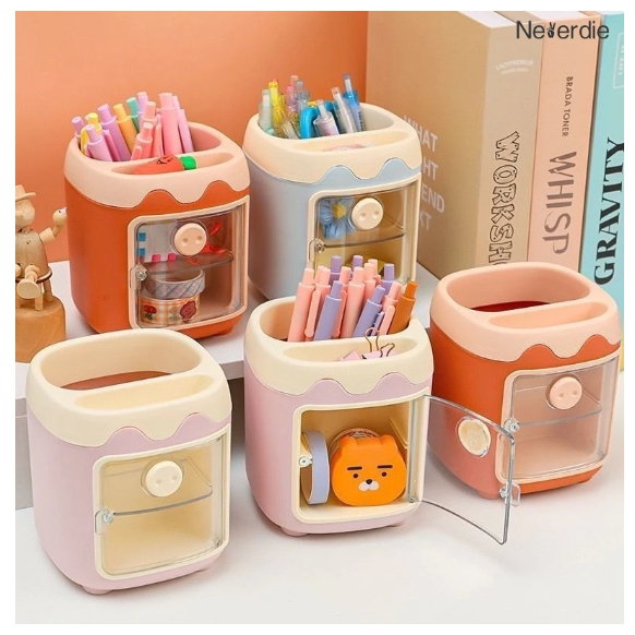 Porta Lápis Ursinho Fofinho Caneta Organizador de Mesa Decoração Caixinha Multiuso em Oferta na Shopee