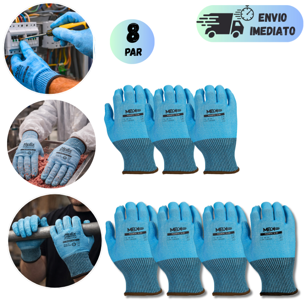 KIT 4 A 8 LUVAS RESISTENTE A CORTE PROFISSIONAL EPI SEGURANÇAPARA SERVIÇOS GERAIS  MANUTENÇÃO E      OBRAS