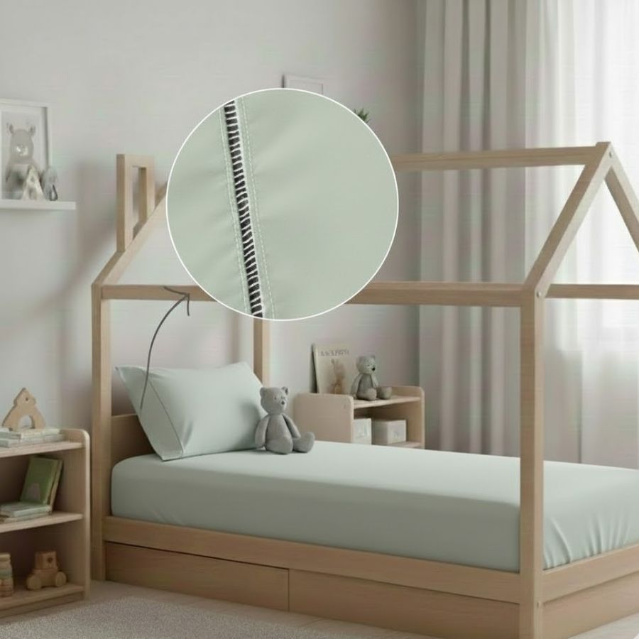 Jogo Lençol 2 peças Mini Cama Montessoriana Percal 400 fios Ponto Palito Menina Menino