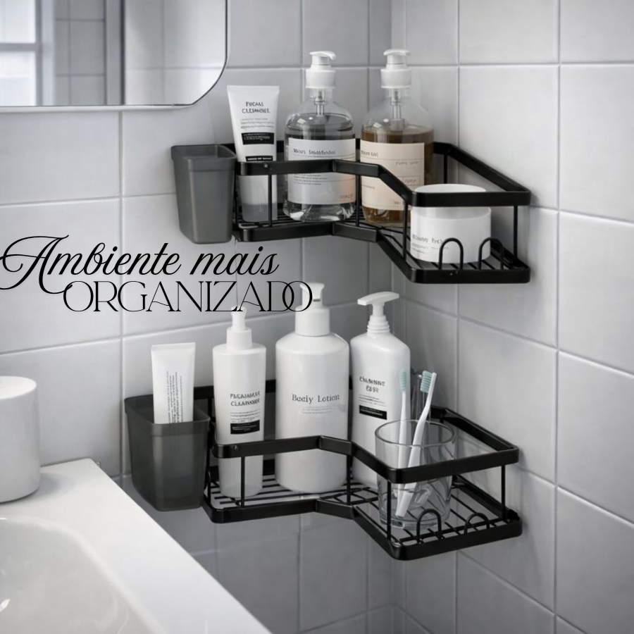 Kit Organizador de Banheiro Sem Furo com Suporte para Shampoo Sabonete e Papel Higiênico em Oferta na Shopee