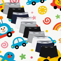 Kit 10 Cuecas Boxer Polo Cotton Infantil 100% Algodão Forro Duplo Meninos Premium