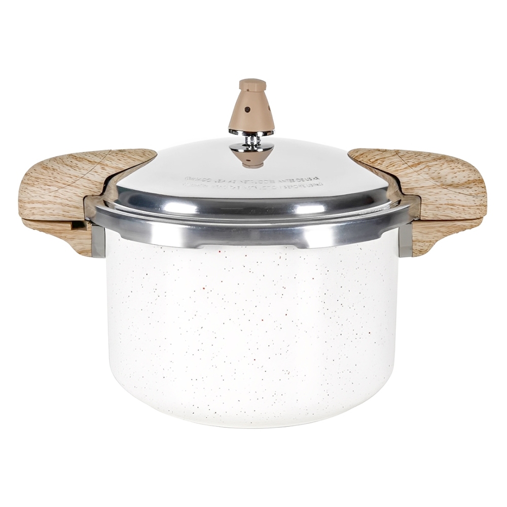 Imagem Panela De Pressão Brinox Vanilla 5,4L Indução Ceramic Life Creme Revestimento Cerâmico