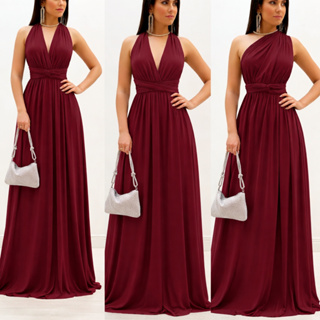 Vestido feminino longo de Festa elegante multiformas  Madrinha Formatura Casamento batizado em Oferta na Shopee