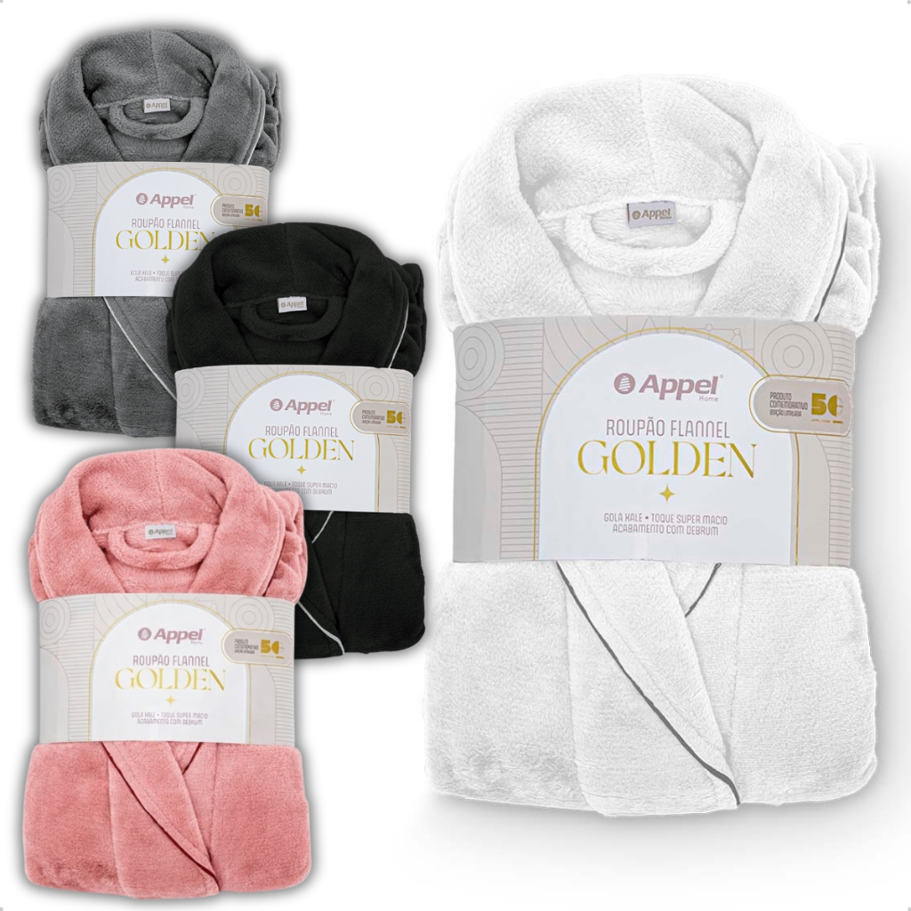 Roupão de Banho Flannel Unissex Adulto Golden Microfibra Masculino Feminino