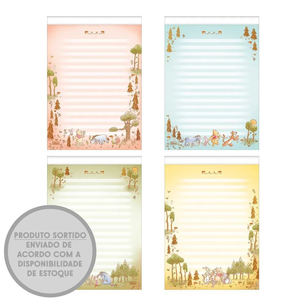 Bloco papel de carta personagens Tilibra 50 folhas em Oferta na Shopee