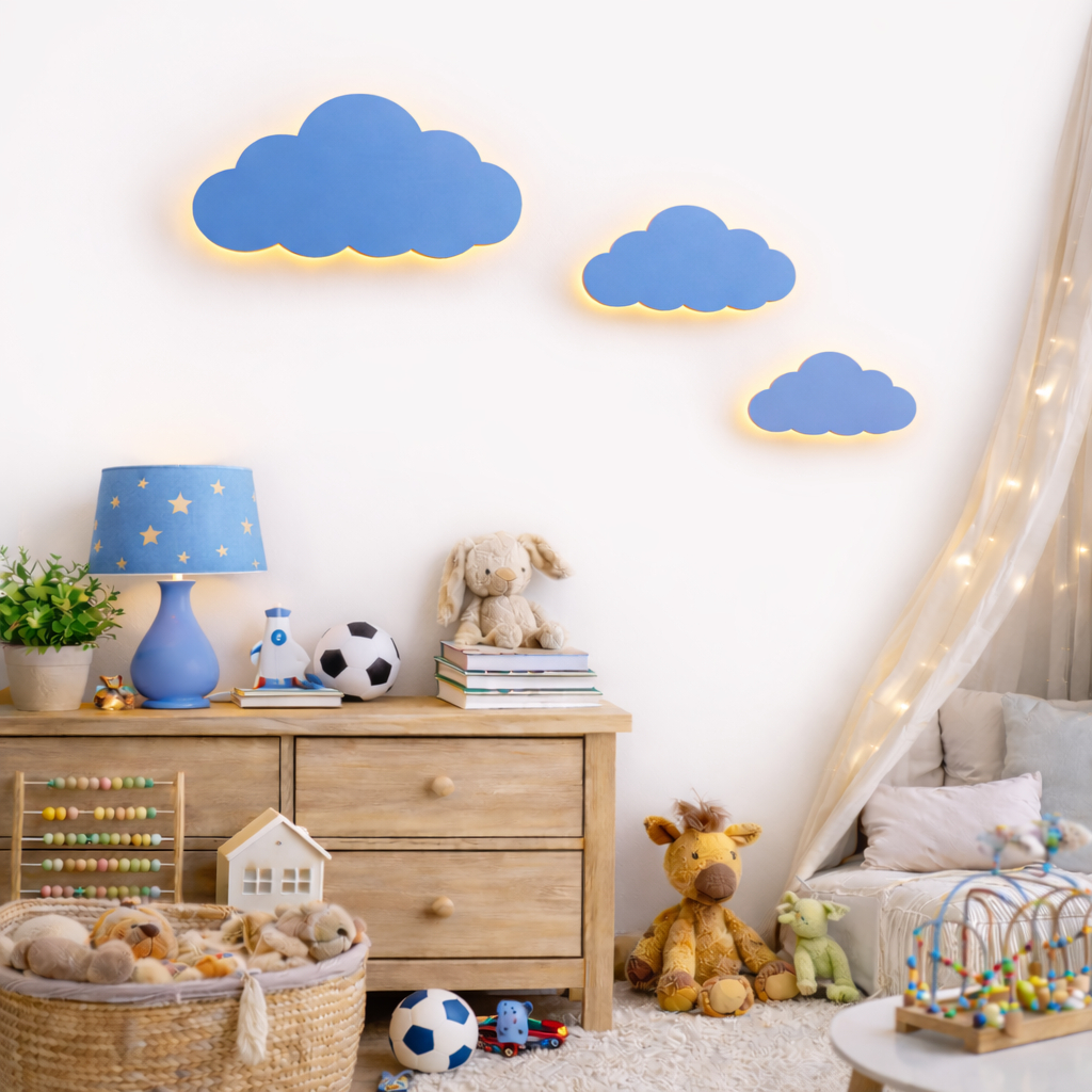 Luminária Nuvem Kit Abajur Infantil com Led fio de fada- Decoração para Quarto infantil — imagem 2 de 2