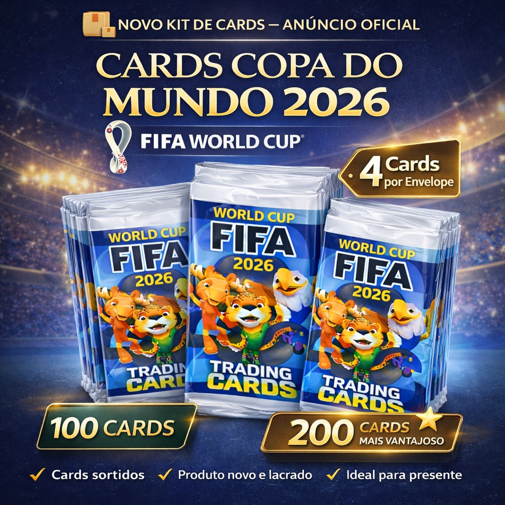 Cards Copa do Mundo FIFA 2026 – Kit Colecionável com 200 Cards = 50 Envelopes em Oferta na Shopee