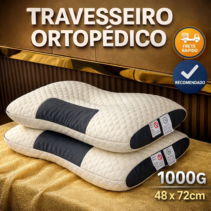 Imagem Travesseiro Ortopédico Cervical Fino-Almofada Ergonômica de Algodão Tricotado para Pescoço e Coluna