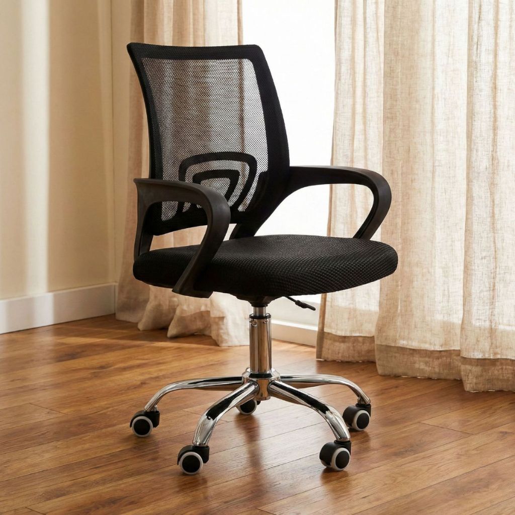 Cadeira Escritório Giratória Mesh Altura Ajustável Apoio Para Lombar Com Rodinhas Corporativa