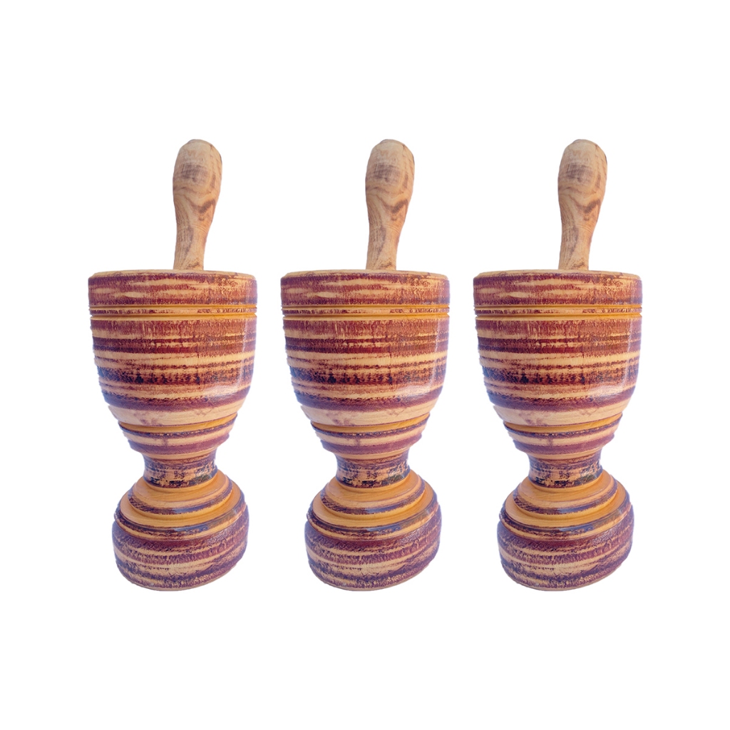 Kit 2 á 8 Pilões Grande Madeira Maciça 20cm Socador, Amassador para Alho, Temperos, Pimenta e Limão