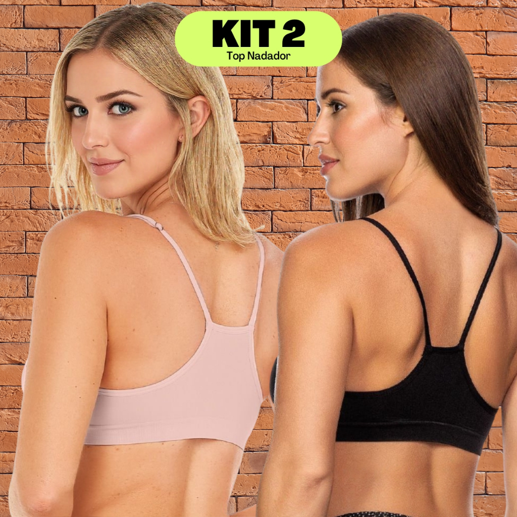 Kit 2 Sutiãs Top Basico Nadador Sem Aro Sem Bojo Alça Regulavel Conforto Sem Costura Zee Rucci em Oferta na Shopee