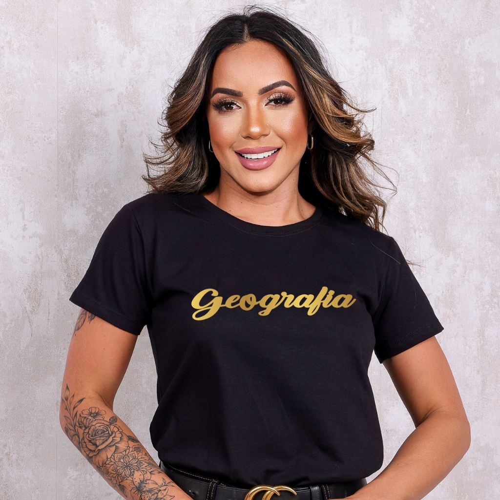 Blusa Preta de Algodão Para Escola - Professora, Pedagogia, Educação e Matérias